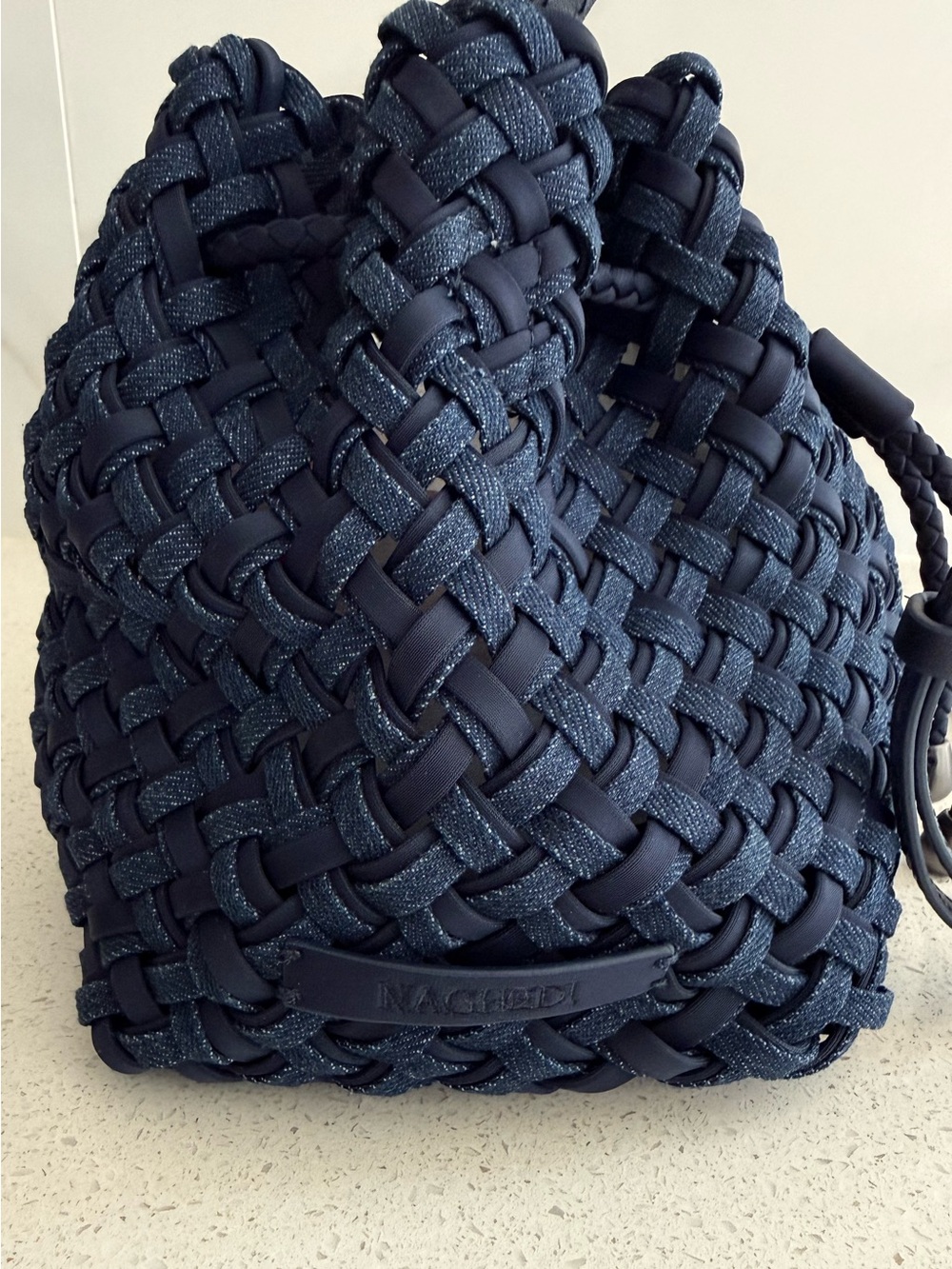 NAGHEDI Gramercy Double Weave Bucket Bag Denim Indigo - Picture 6 of 9
